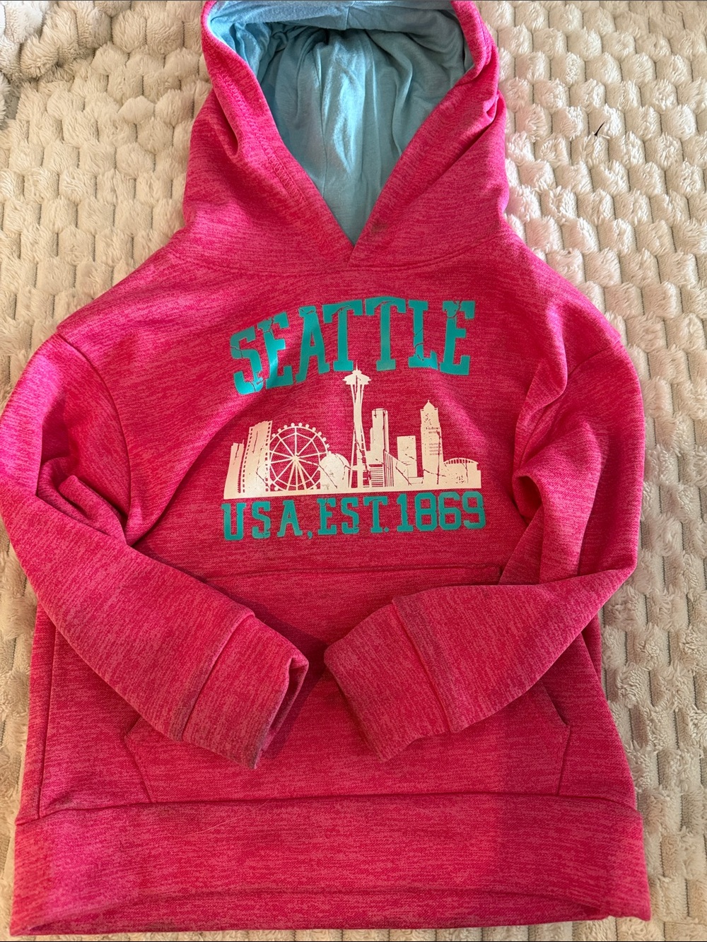 Seattle Graphic Hooded Kids Sweatshirt - Pink
